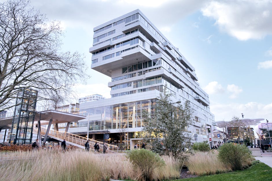 Stunning modern architecture in Utrecht, Netherlands under a clear blue sky